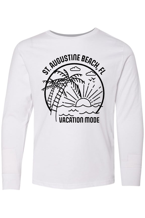 Summer Vacation Mode St. Augustine Beach Florida Long Sleeve Youth T-Shirt