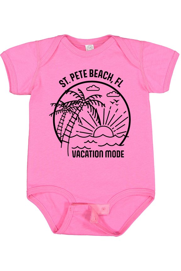 Summer Vacation Mode St. Pete Beach Florida Boys or Girls Baby Bodysuit