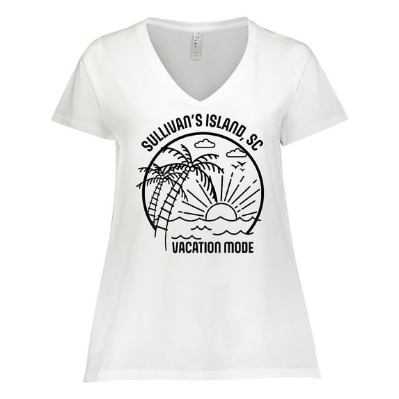 Inktastic Summer Vacation Mode Sullivans Island South Carolina Women's Plus Size V-Neck T-Shirt
