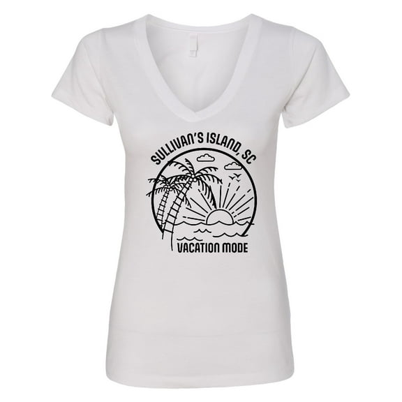 Inktastic Summer Vacation Mode Sullivans Island South Carolina Women's V-Neck T-Shirt