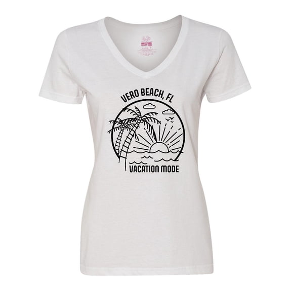 Inktastic Summer Vacation Mode Vero Beach Florida Women's V-Neck T-Shirt