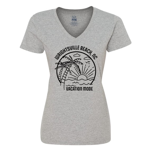 Inktastic Summer Vacation Mode Wrightsville North Carolina Women's V-Neck T-Shirt