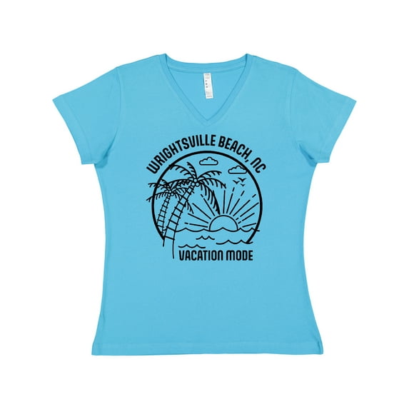 Inktastic Summer Vacation Mode Wrightsville North Carolina Women's V-Neck T-Shirt