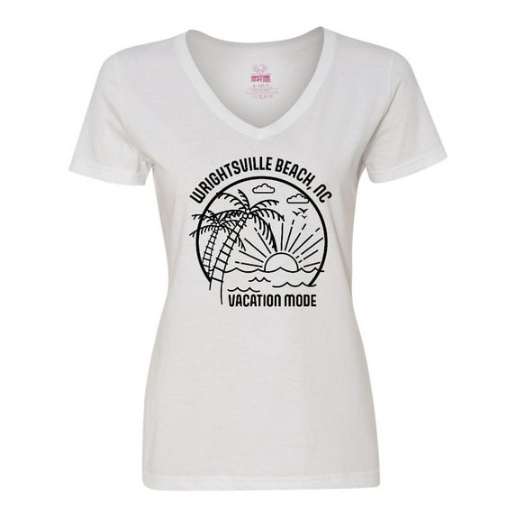 Inktastic Summer Vacation Mode Wrightsville North Carolina Women's V-Neck T-Shirt
