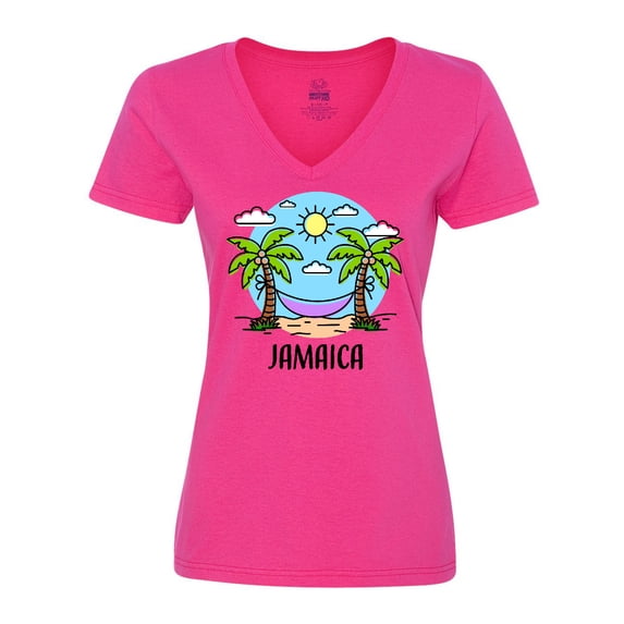 Inktastic Summer Vacation in Jamaica Women's V-Neck T-Shirt