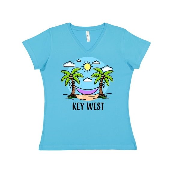 Inktastic Summer Vacation in Key West Women's V-Neck T-Shirt