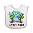 thumbnail image 1 of Inktastic Summer Vacation in Myrtle Beach Boys or Girls Baby Bib, 1 of 4