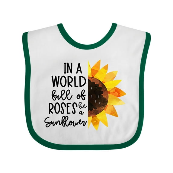 Inktastic Summer in a World Full of Roses Be a Sunflower Boys or Girls Baby Bib