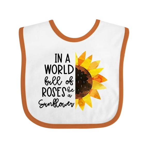 Inktastic Summer in a World Full of Roses Be a Sunflower Boys or Girls Baby Bib