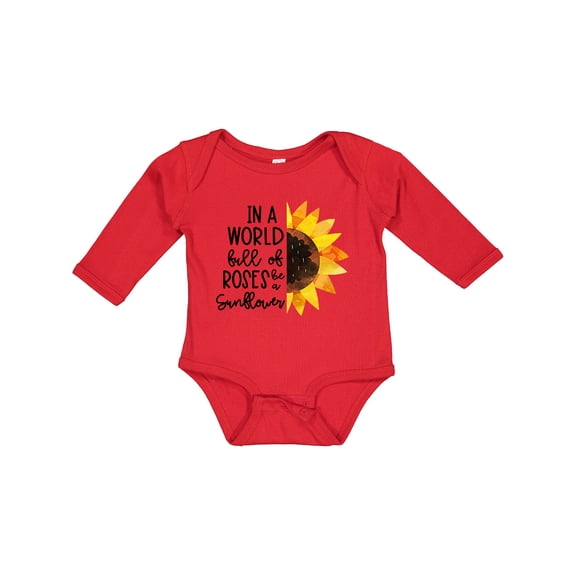 Inktastic Summer in a World Full of Roses Be a Sunflower Boys or Girls Long Sleeve Baby Bodysuit