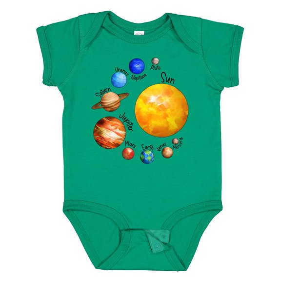 Inktastic Sun and Planets- Yes, and Pluto Boys or Girls Baby Bodysuit