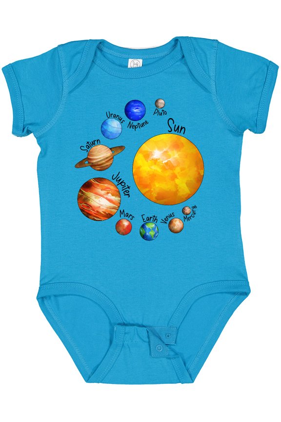 Sun and Planets- Yes, and Pluto Boys or Girls Baby Bodysuit