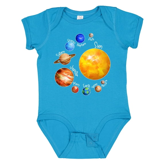 Inktastic Sun and Planets- Yes, and Pluto Boys or Girls Baby Bodysuit