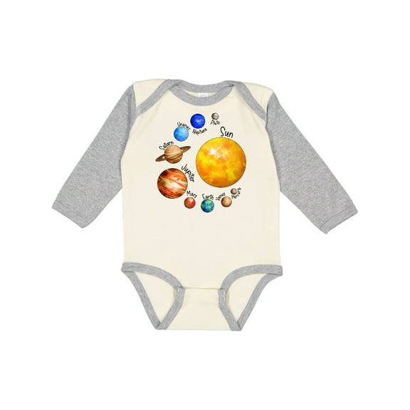 Inktastic Sun and Planets- Yes, and Pluto Boys or Girls Long Sleeve Baby Bodysuit