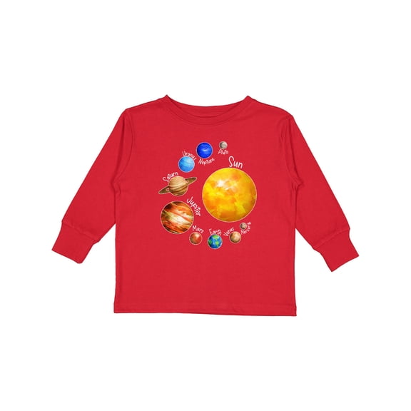 Inktastic Sun and Planets- Yes, and Pluto Boys or Girls Long Sleeve Toddler T-Shirt