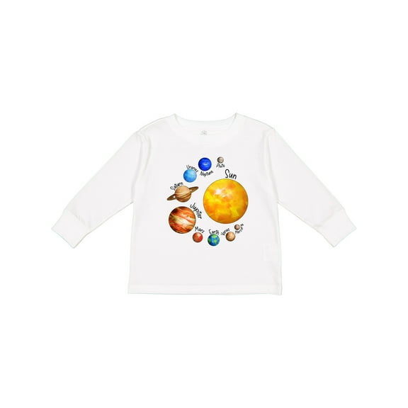 Inktastic Sun and Planets Yes, and Pluto Boys or Girls Long Sleeve Toddler T-Shirt