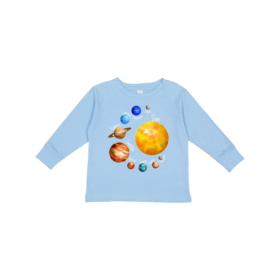 Inktastic Sun and Planets- Yes, and Pluto Boys or Girls Long Sleeve Toddler T-Shirt