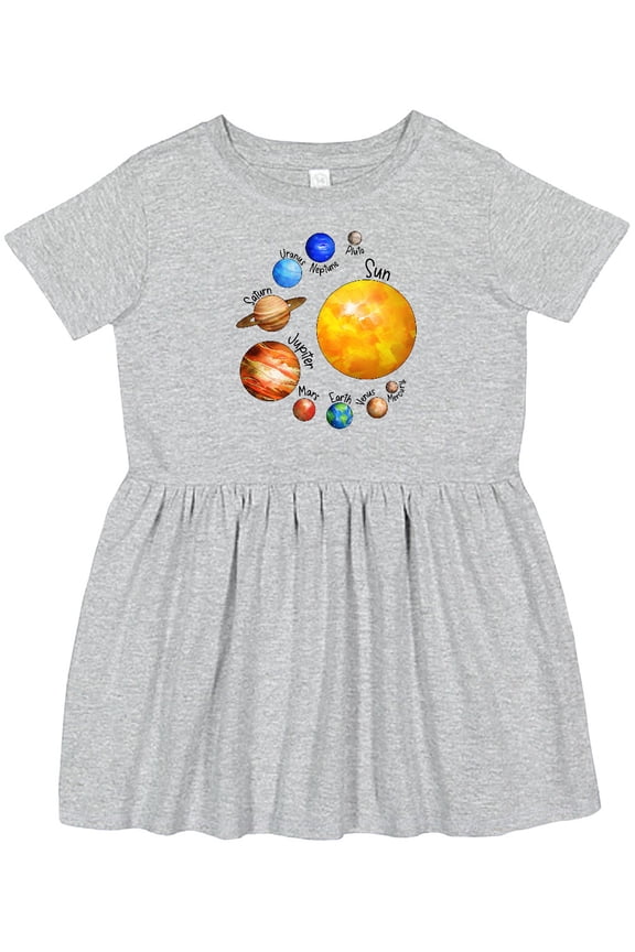 Sun and Planets Yes, and Pluto Girls Toddler Dress