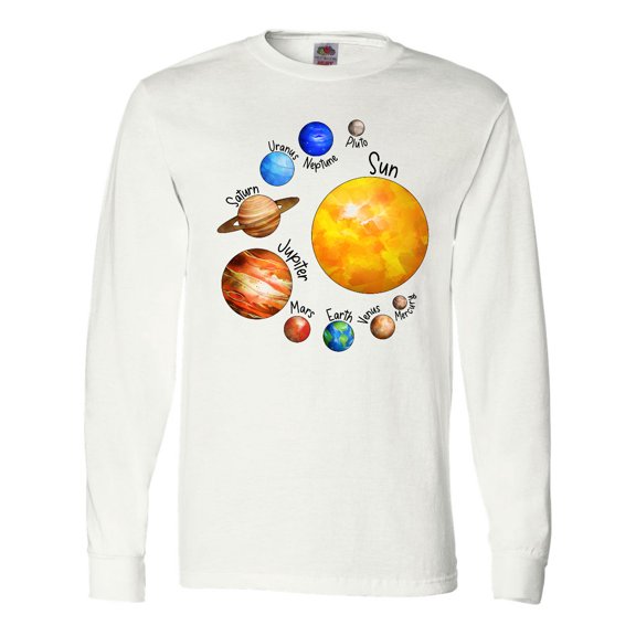 Inktastic Sun and Planets- Yes, and Pluto Long Sleeve T-Shirt