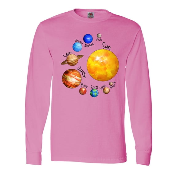 Inktastic Sun and Planets- Yes, and Pluto Long Sleeve T-Shirt