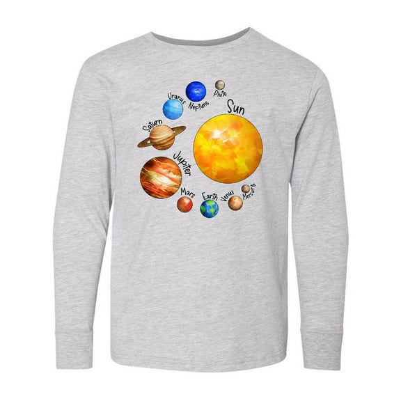Inktastic Sun and Planets Yes, and Pluto Long Sleeve Youth T-Shirt