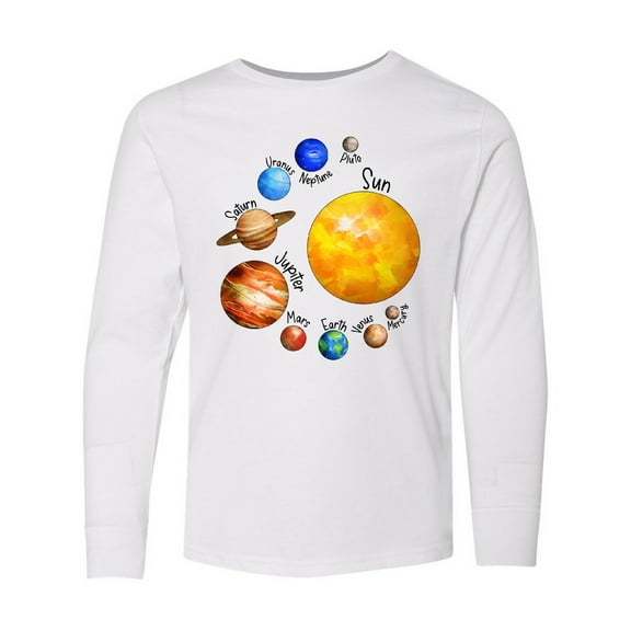 Inktastic Sun and Planets Yes, and Pluto Long Sleeve Youth T-Shirt