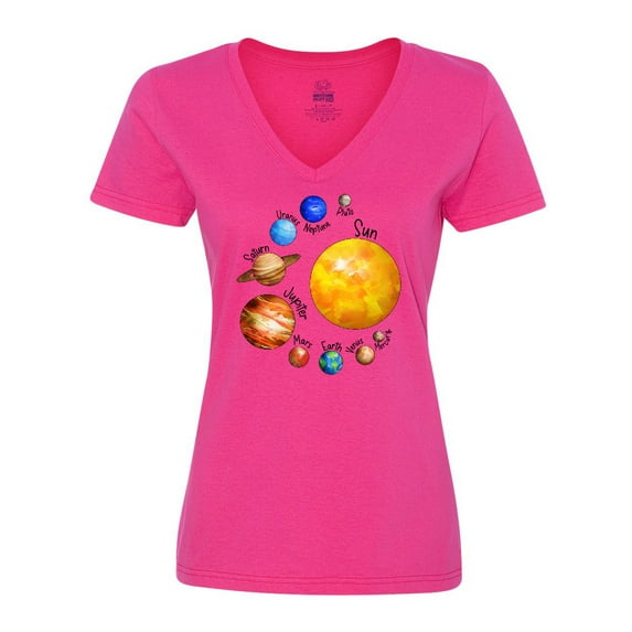 Inktastic Sun and Planets- Yes, and Pluto Women's V-Neck T-Shirt