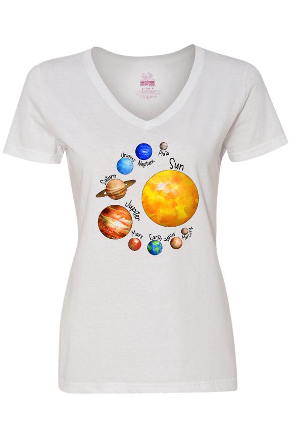 Sun and Planets- Yes, and Pluto Women's V-Neck T-Shirt