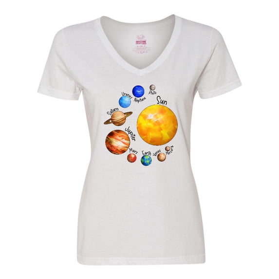 Inktastic Sun and Planets- Yes, and Pluto Women's V-Neck T-Shirt
