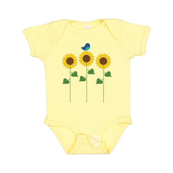 Inktastic Sunflower Garden and Bird Boys or Girls Baby Bodysuit
