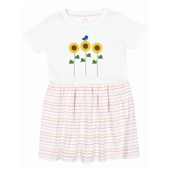 Inktastic Sunflower Garden and Bird Girls Toddler Dress