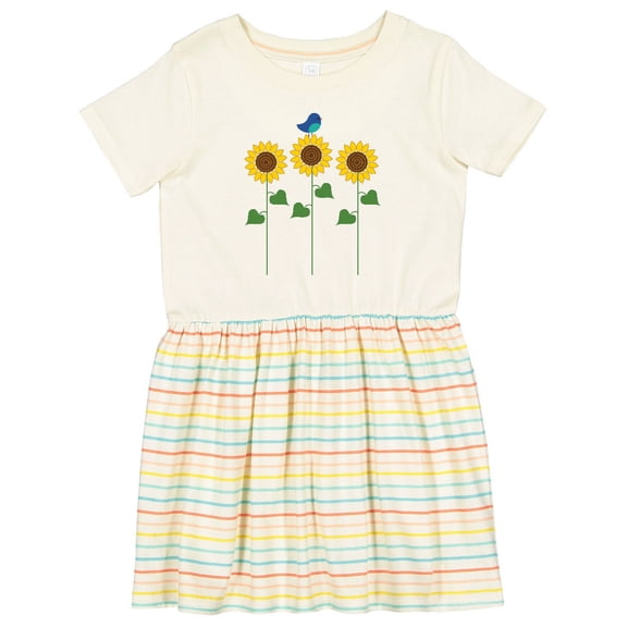 Inktastic Sunflower Garden and Bird Girls Toddler Dress