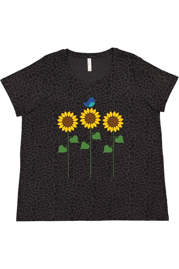 Sunflower Garden and Bird Women's Plus Size T-Shirt