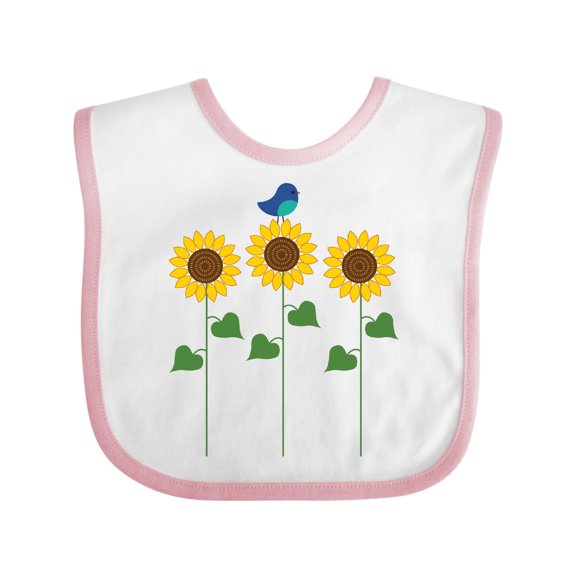 Inktastic Sunflower Garden and bird Boys or Girls Baby Bib