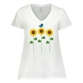 thumbnail image 1 of Inktastic Sunflower Garden and bird Women's Plus Size V-Neck T-Shirt, 1 of 5