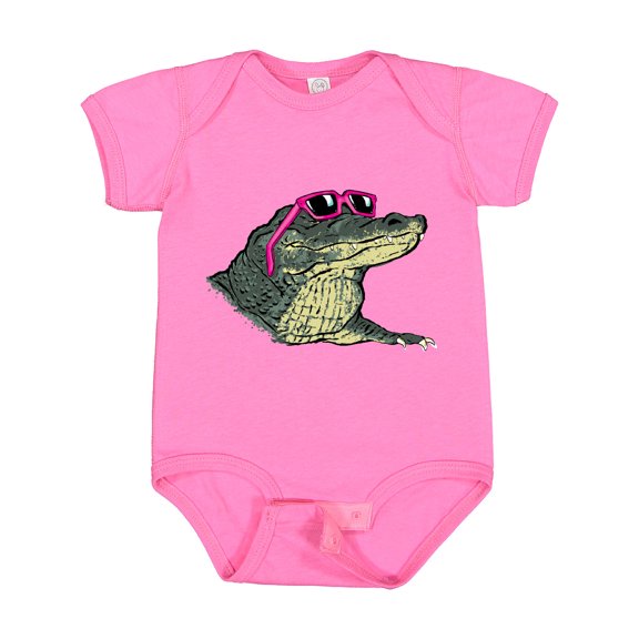 Inktastic Sunny Gator in Pink Sunglasses Boys or Girls Baby Bodysuit