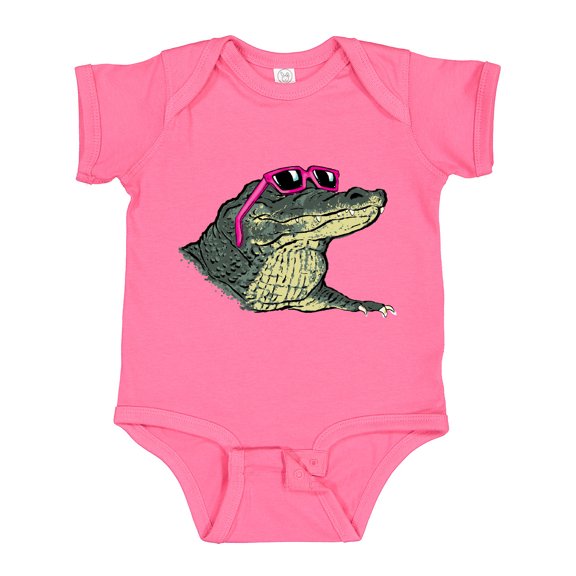 Inktastic Sunny Gator in Pink Sunglasses Boys or Girls Baby Bodysuit