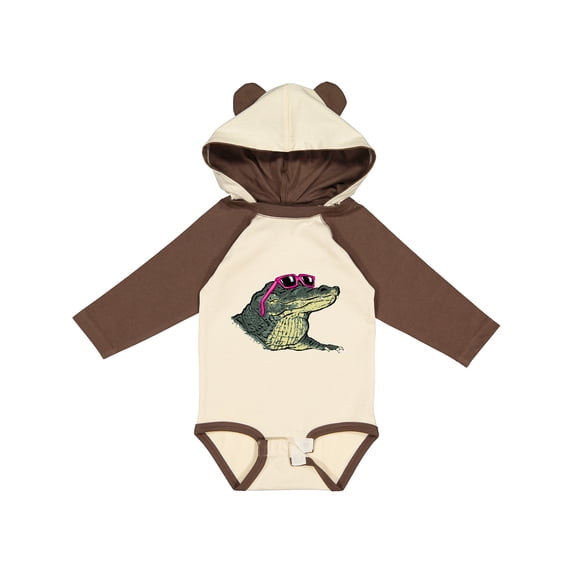 Inktastic Sunny Gator in Pink Sunglasses Boys or Girls Long Sleeve Baby Bodysuit