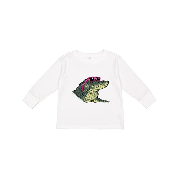 Inktastic Sunny Gator in Pink Sunglasses Boys or Girls Long Sleeve Toddler T-Shirt