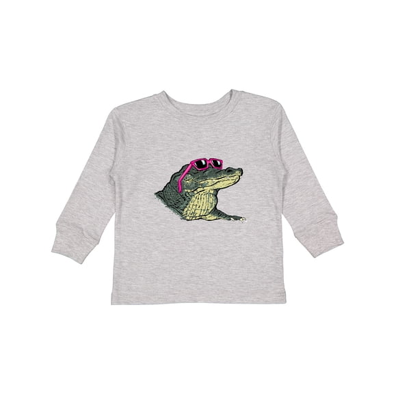 Inktastic Sunny Gator in Pink Sunglasses Boys or Girls Long Sleeve Toddler T-Shirt