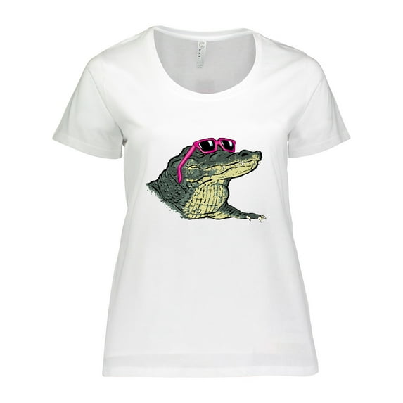 Inktastic Sunny Gator in Pink Sunglasses Women's Plus Size T-Shirt