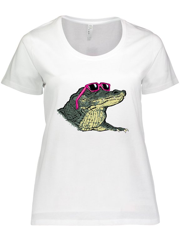 Sunny Gator in Pink Sunglasses Women's Plus Size T-Shirt