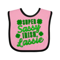 Inktastic Super Sassy Irish Lassy with Green 4 Leaf Clovers Boys or Girls Baby Bib