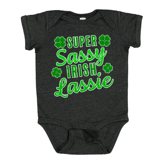 Inktastic Super Sassy Irish Lassy with Green 4 Leaf Clovers Boys or Girls Baby Bodysuit