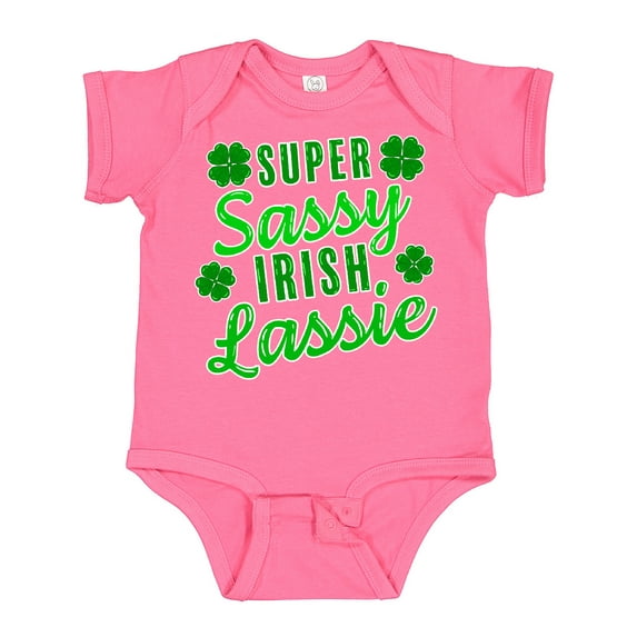 Inktastic Super Sassy Irish Lassy with Green 4 Leaf Clovers Boys or Girls Baby Bodysuit