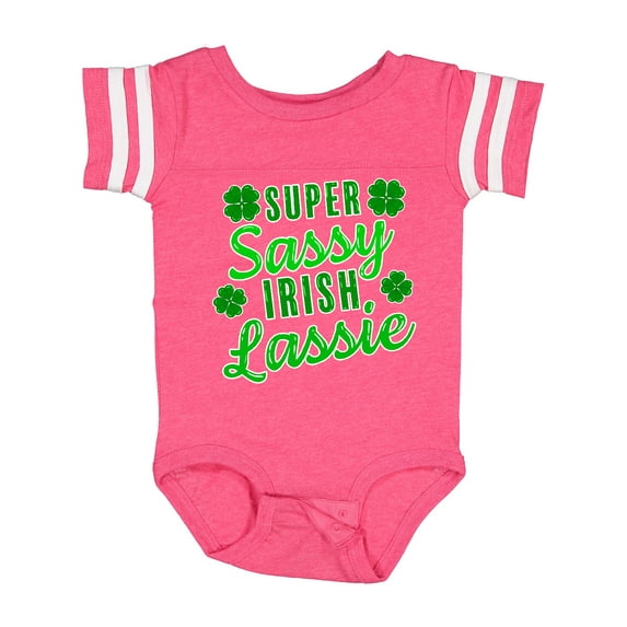 Inktastic Super Sassy Irish Lassy with Green 4 Leaf Clovers Boys or Girls Baby Bodysuit
