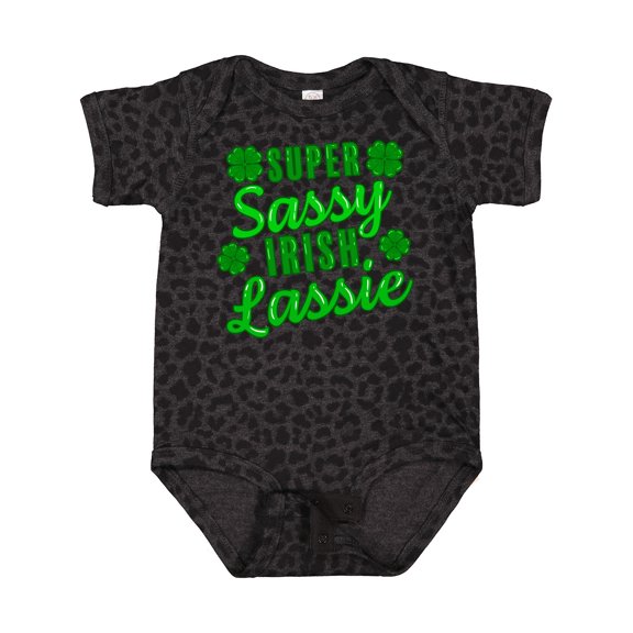 Inktastic Super Sassy Irish Lassy with Green 4 Leaf Clovers Boys or Girls Baby Bodysuit