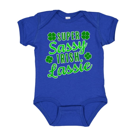 Inktastic Super Sassy Irish Lassy with Green 4 Leaf Clovers Boys or Girls Baby Bodysuit