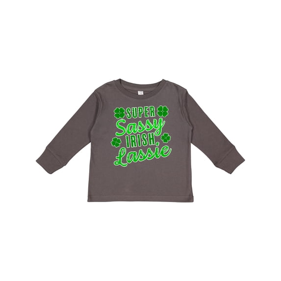 Inktastic Super Sassy Irish Lassy with Green 4 Leaf Clovers Boys or Girls Long Sleeve Toddler T-Shirt
