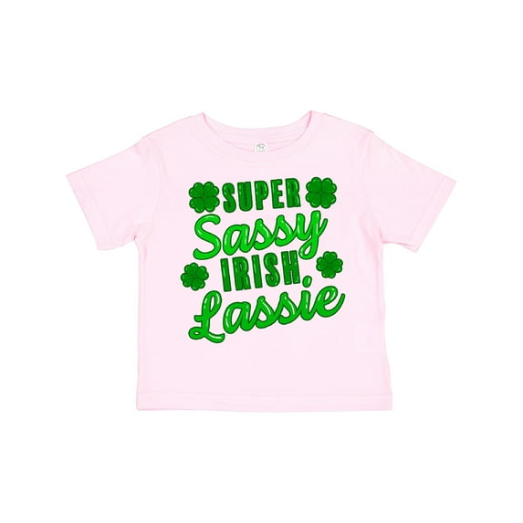 Inktastic Super Sassy Irish Lassy with Green 4 Leaf Clovers Boys or Girls Toddler T-Shirt